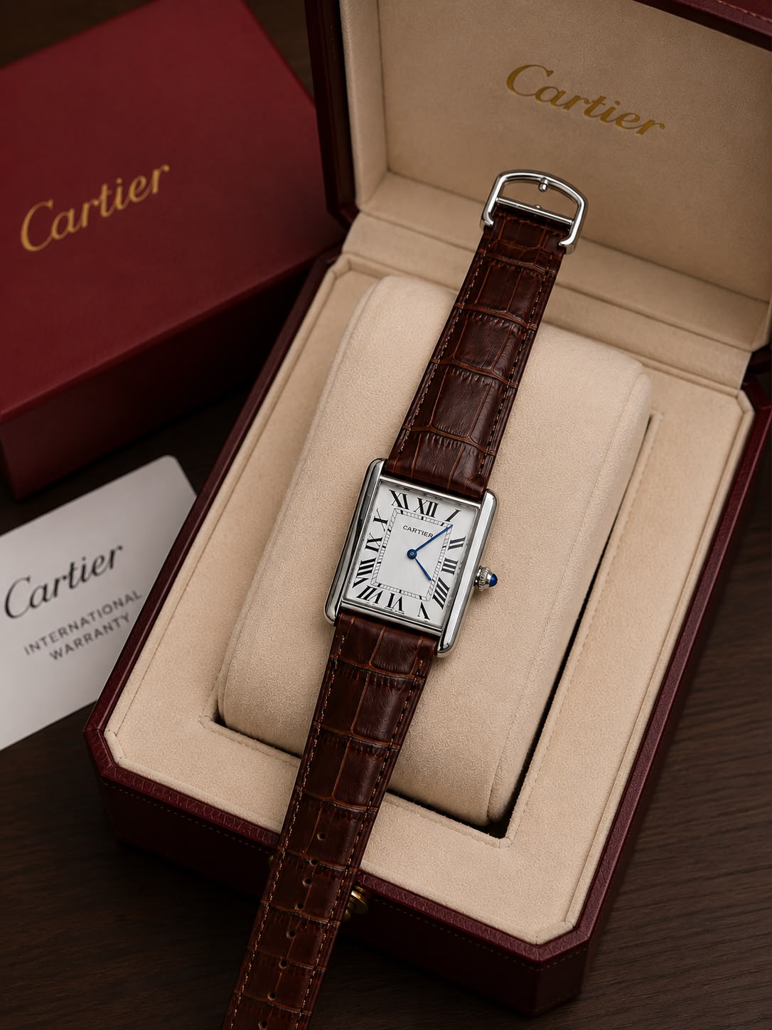 Cartier Tank Solo Acier – Bracelet Cuir Marron