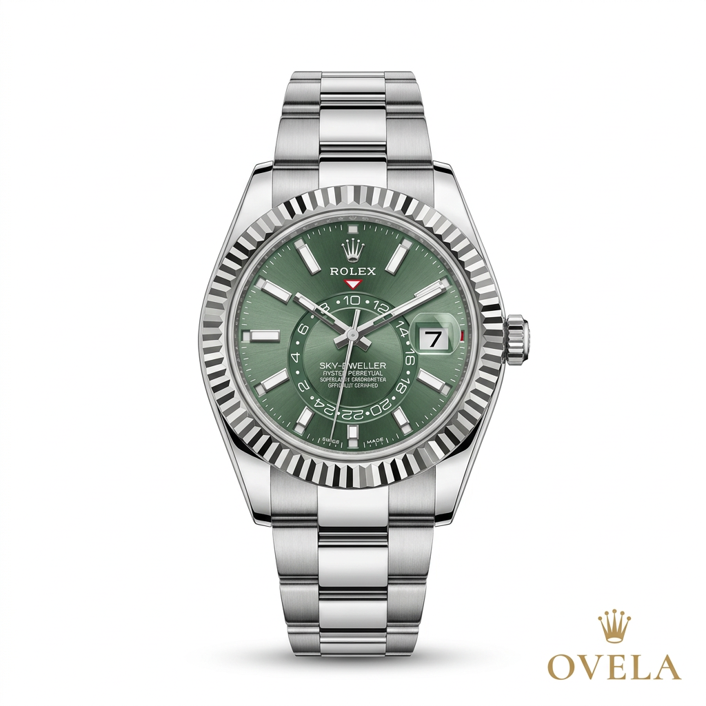 Couverture Sky-Dweller verte avec logo OVELA