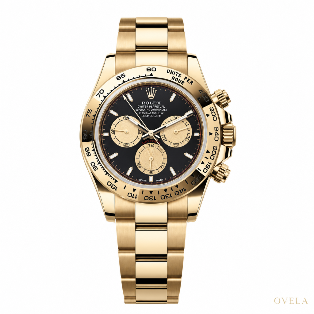 Rolex Daytona Cosmograph – Doré Cadran Noir, Compteurs Champagne