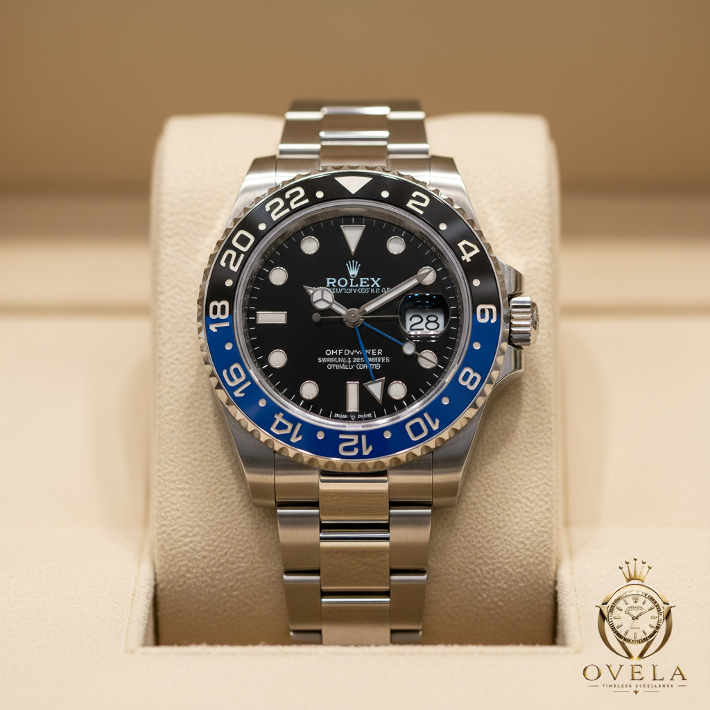 Rolex GMT Batman - Coussin crème face avec logo OVELA