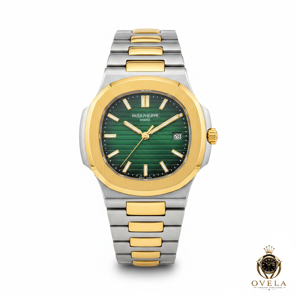 Patek Philippe Nautilus Bicolore Vert - Photo de couverture fond blanc
