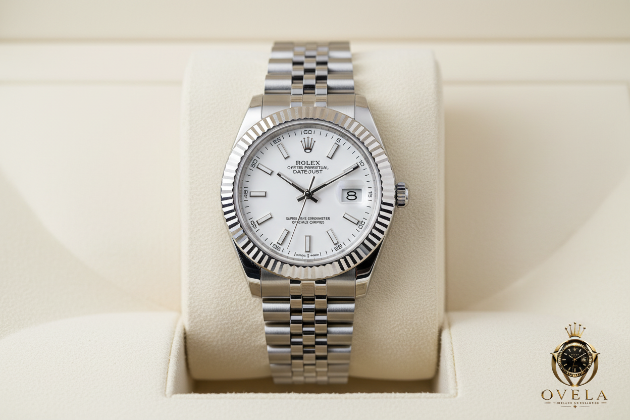Rolex Datejust Acier Blanc - Sur coussin studio