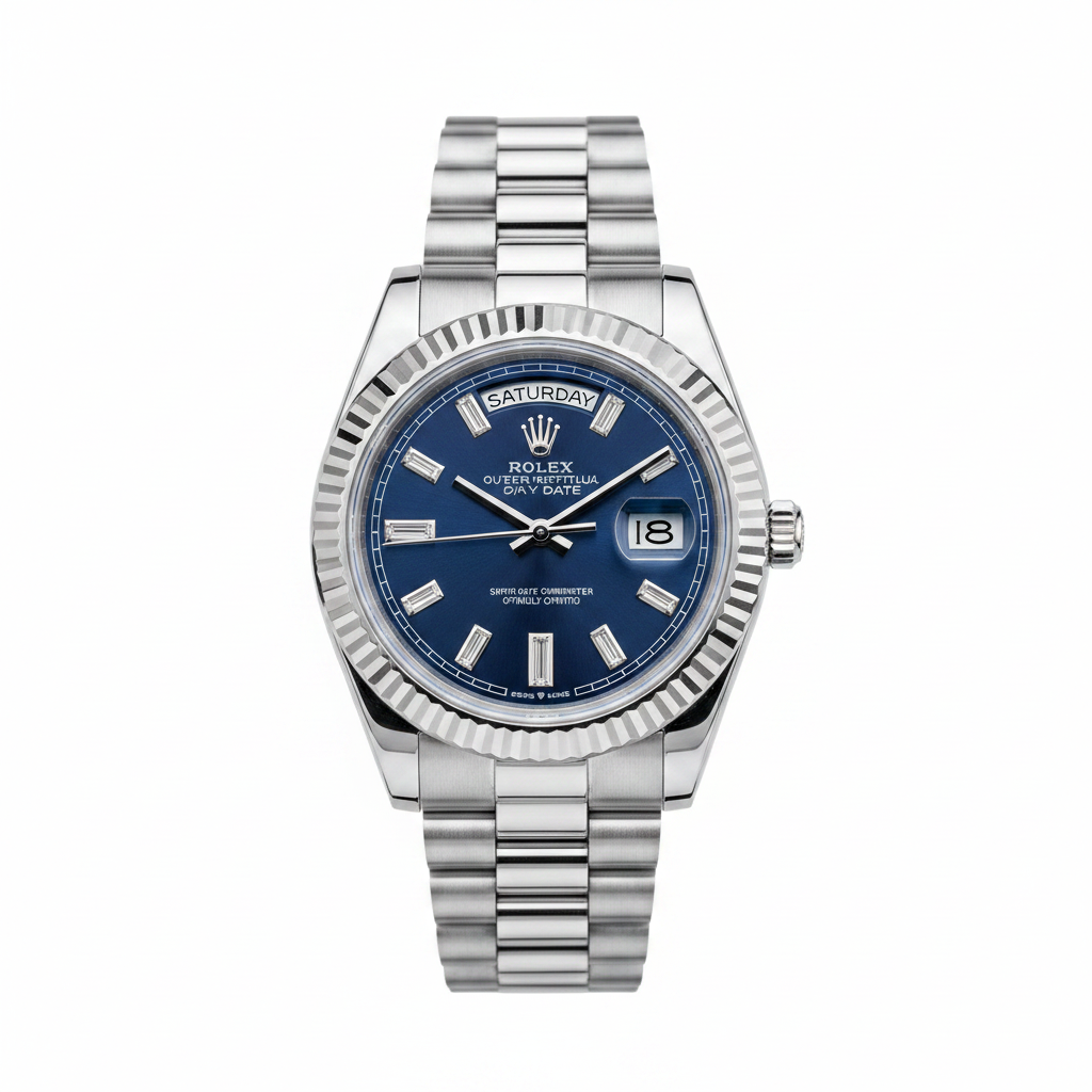 Rolex Day-Date bleu fond blanc
