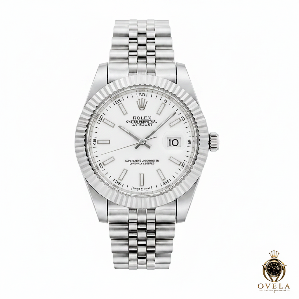Rolex Datejust Acier Blanc - Photo de couverture fond blanc