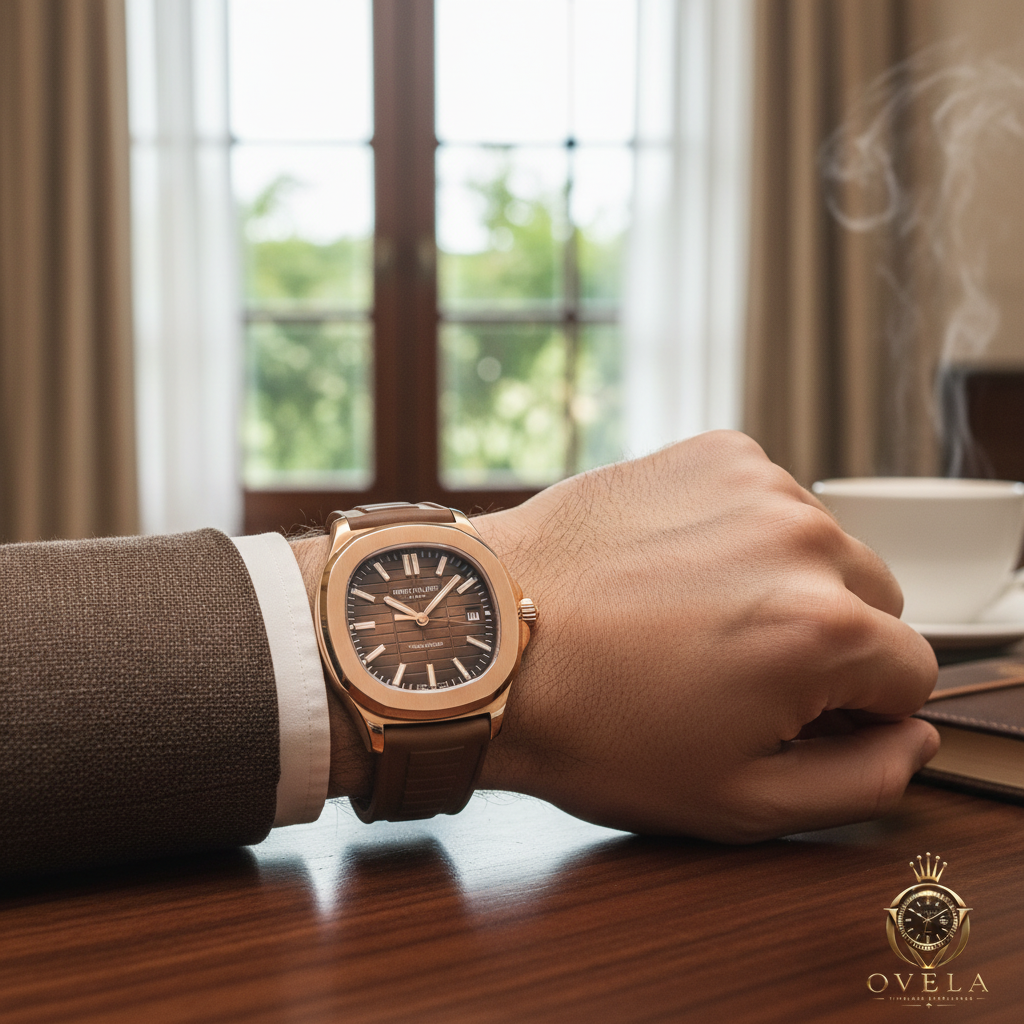 Patek Philippe Aquanaut Or Rose - Au poignet lifestyle 1