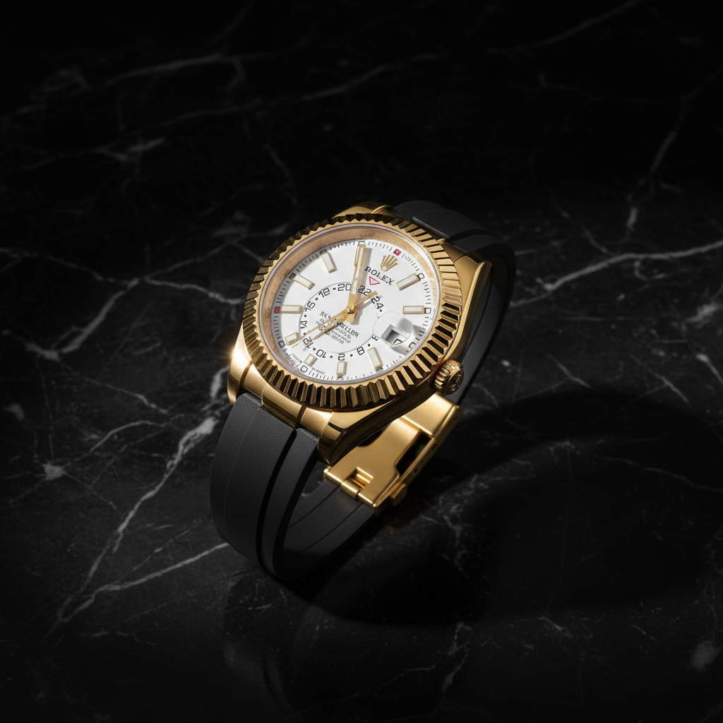 Rolex Sky-Dweller or jaune marbre noir