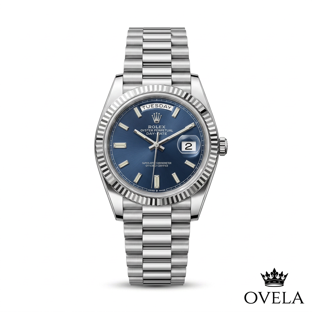 Couverture OVELA montre inspirée Day-Date à cadran bleu
