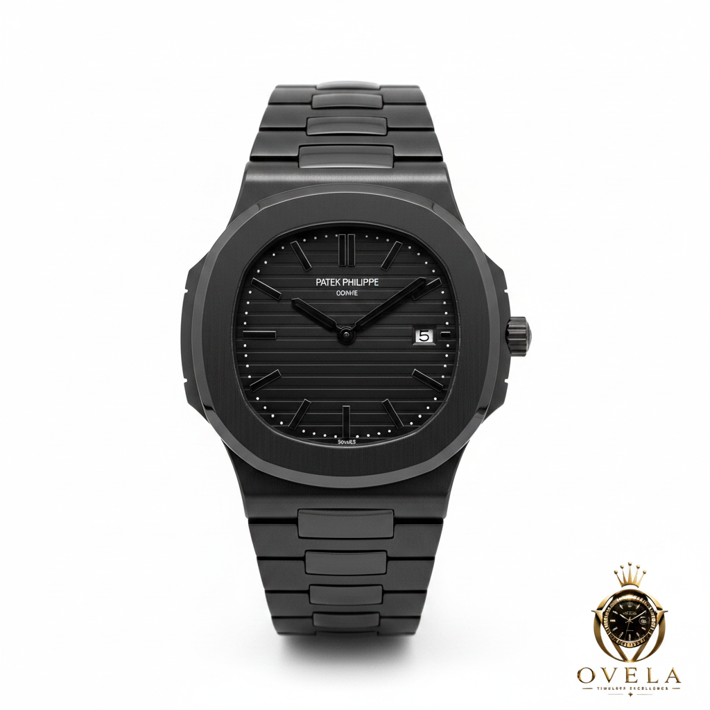 Patek Philippe Nautilus Full Noir - Photo de couverture fond blanc