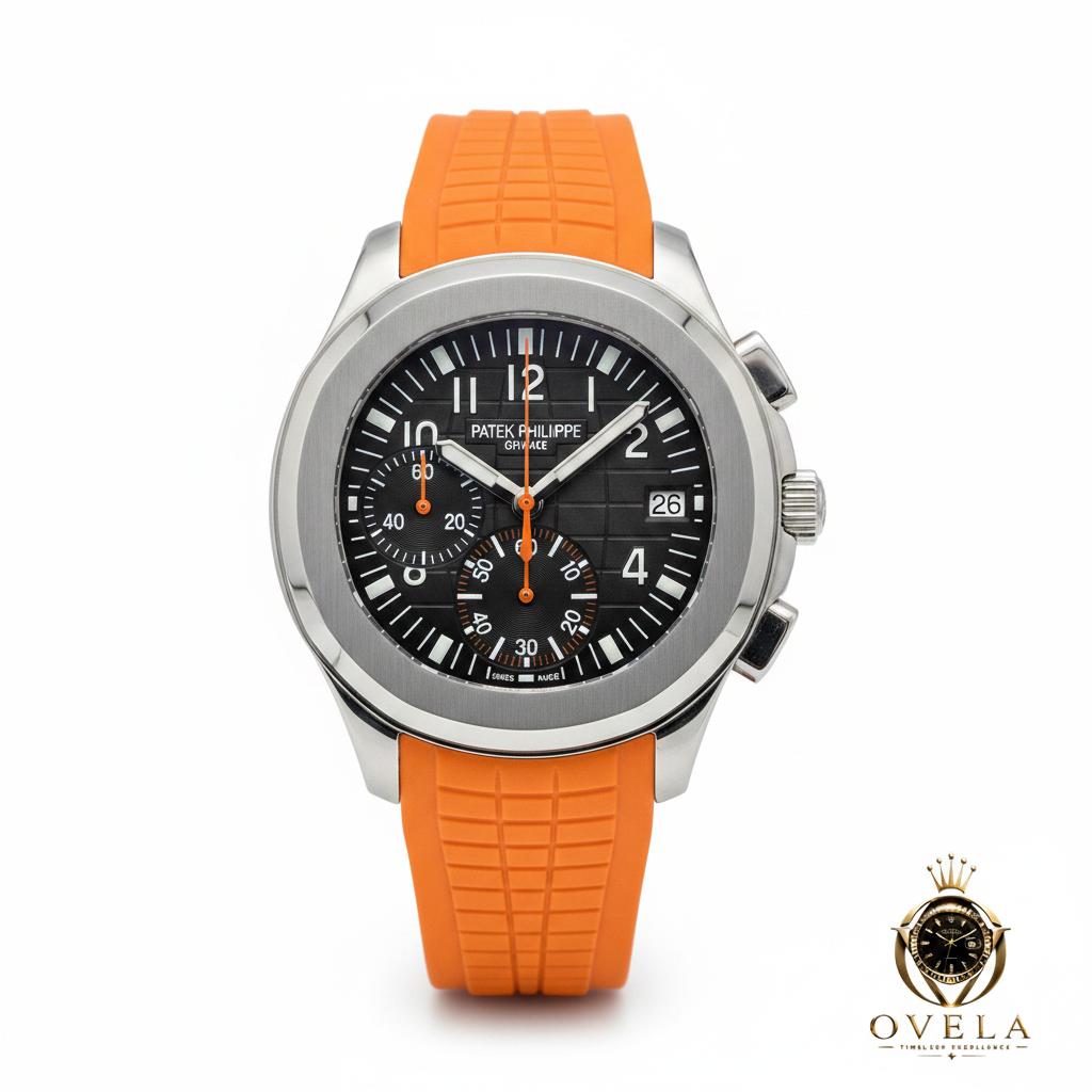 Patek Philippe Aquanaut Chrono Noir Orange - Nouvelle couverture fond blanc