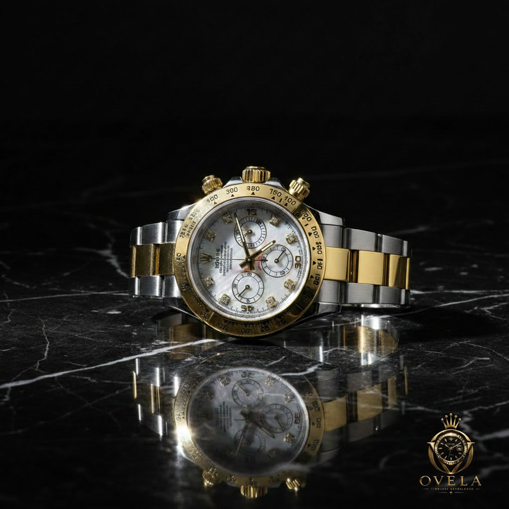 Rolex Daytona Bicolore Nacre - Marbre noir avec logo OVELA