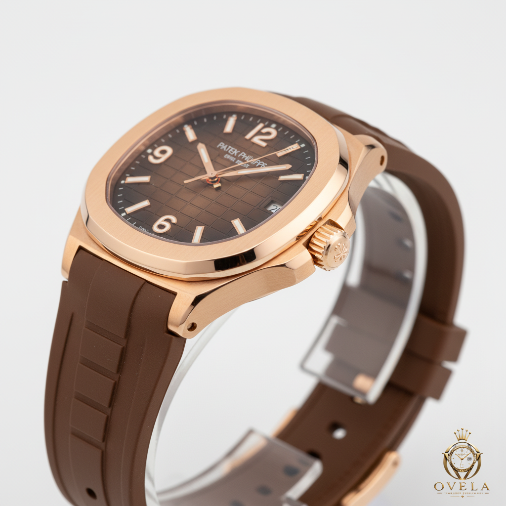 Patek Philippe Aquanaut Or Rose - Vue profil latéral