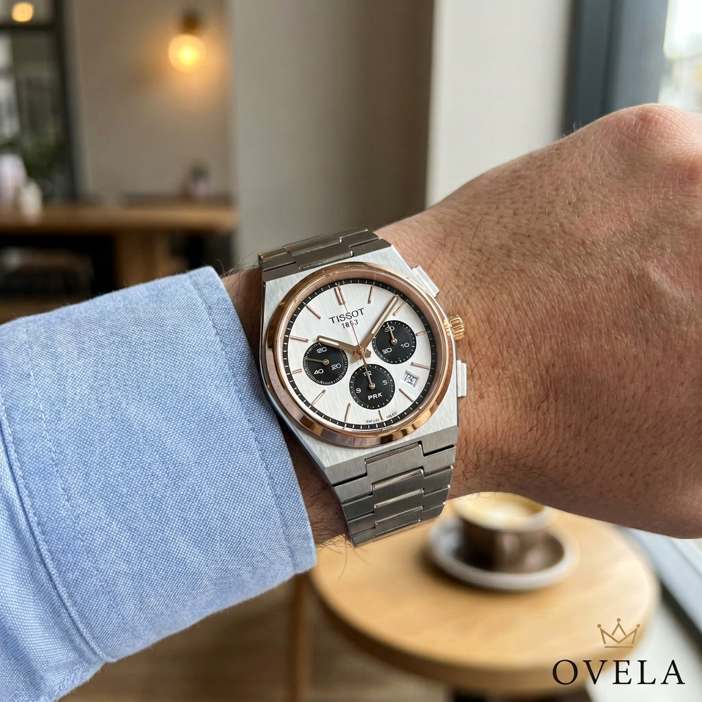 Photo au poignet avec logo OVELA