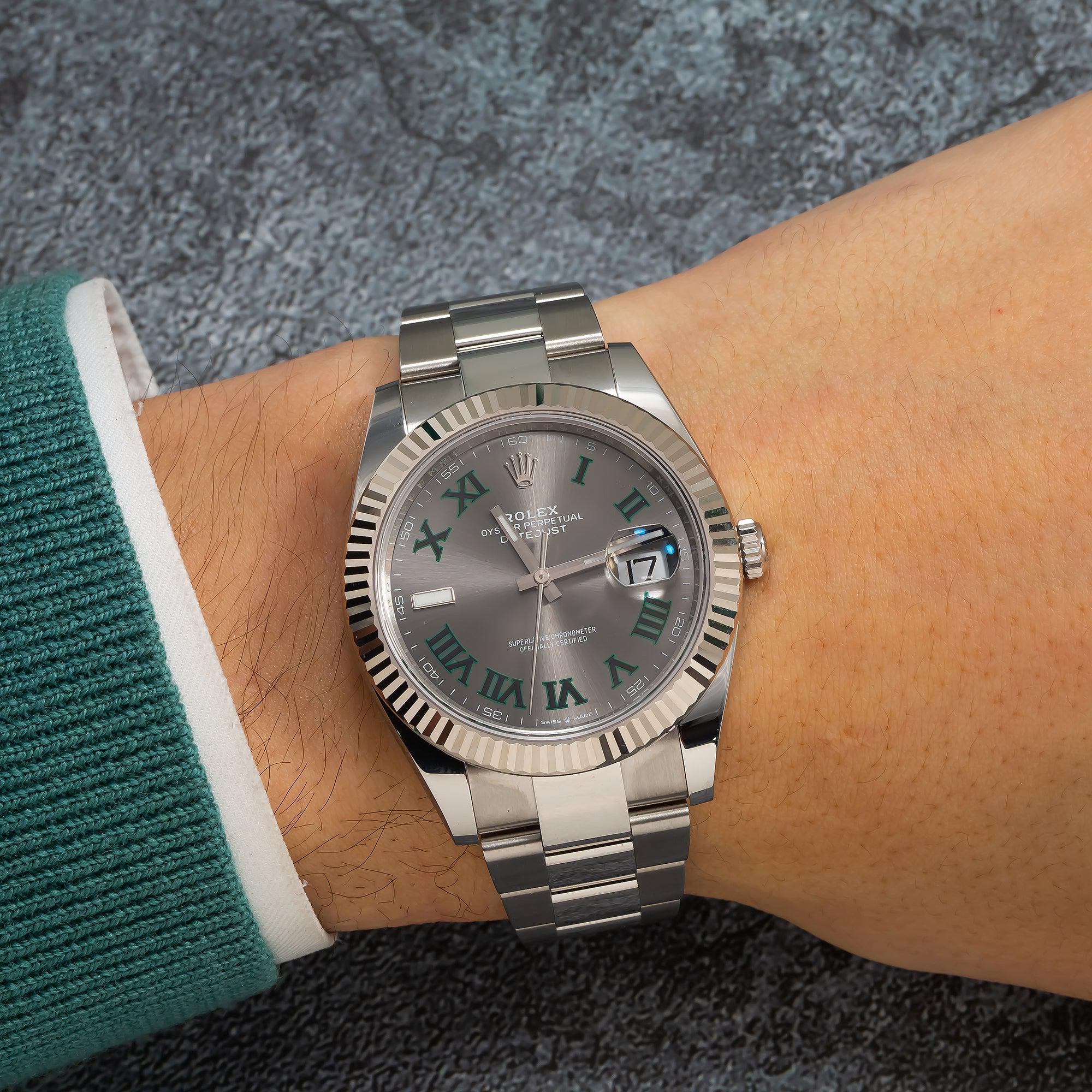 Rolex Datejust Wimbledon Dial Fluted Bezel Jubilee Bracelet