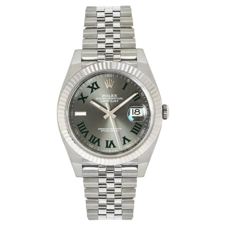 Rolex Datejust Wimbledon Dial Fluted Bezel Jubilee Bracelet