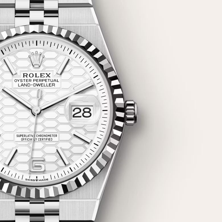 Rolex Land-Dweller，Oyster, 36 mm, Oystersteel WHITE GOLD