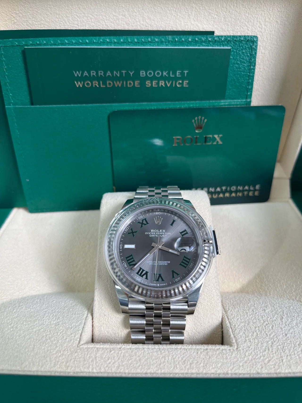 Rolex Datejust Wimbledon Dial Fluted Bezel Jubilee Bracelet