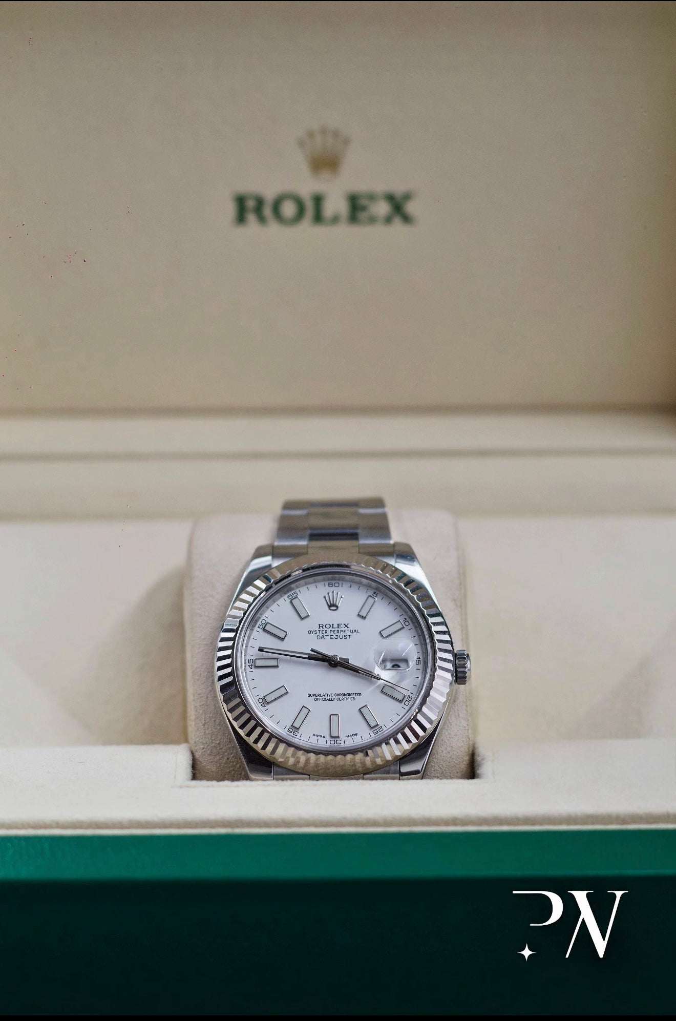 Rolex date just fond blanc
