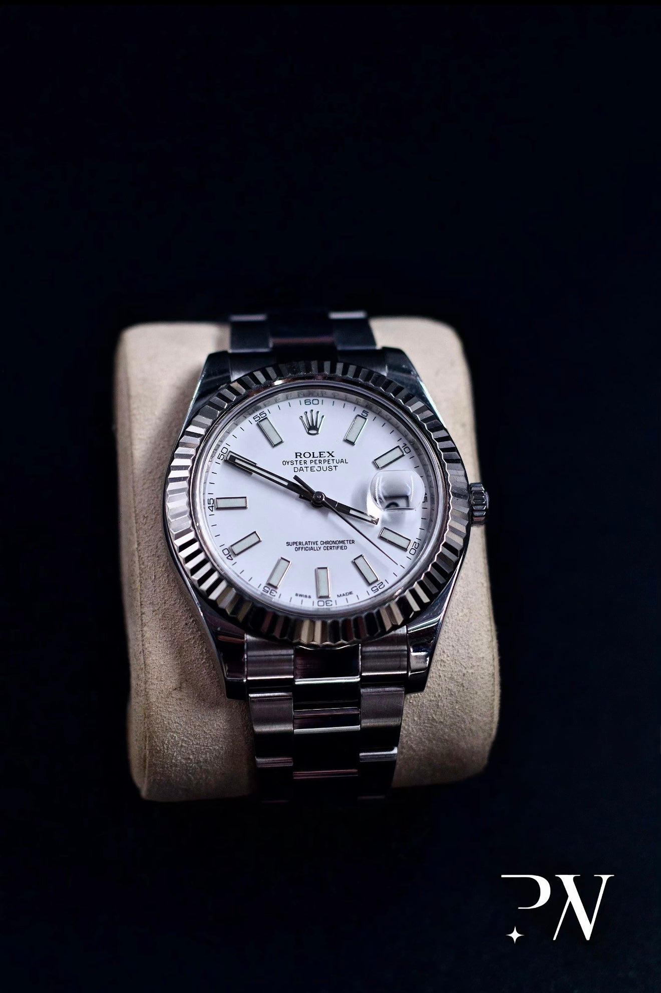 Rolex date just fond blanc