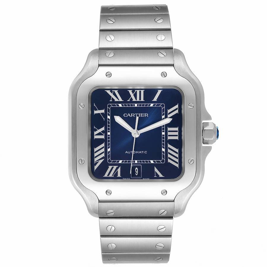 Cartier SANTOS de Cartier grand modèle fond bleu