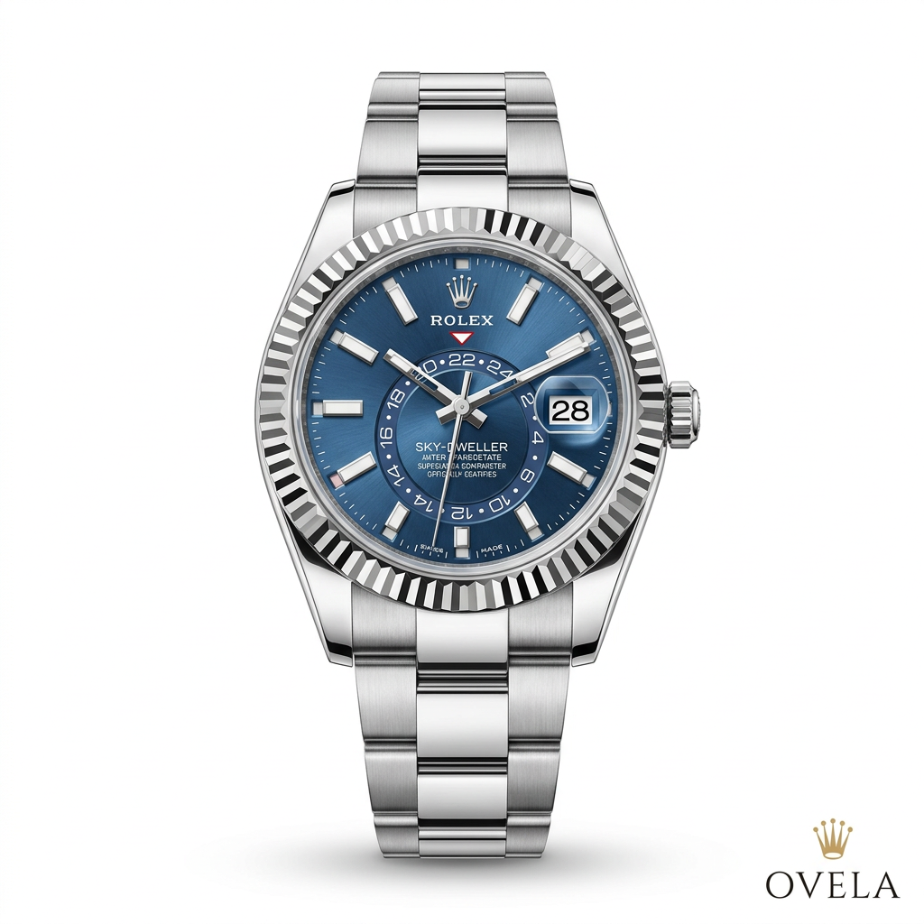 Couverture Sky-Dweller bleue avec logo OVELA