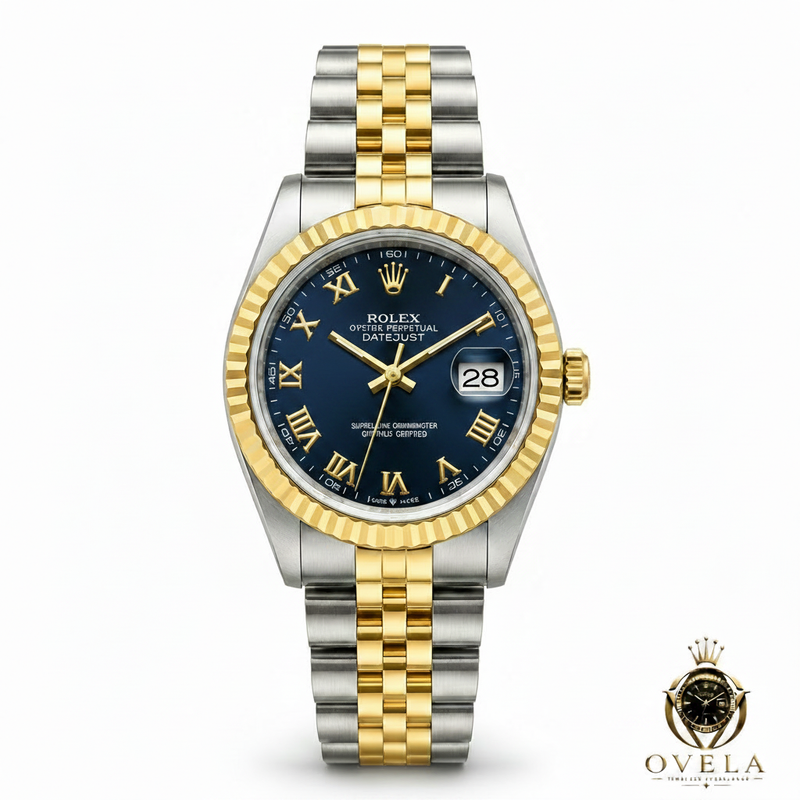 Datejust Bleu Nuit centré fond blanc OVELA