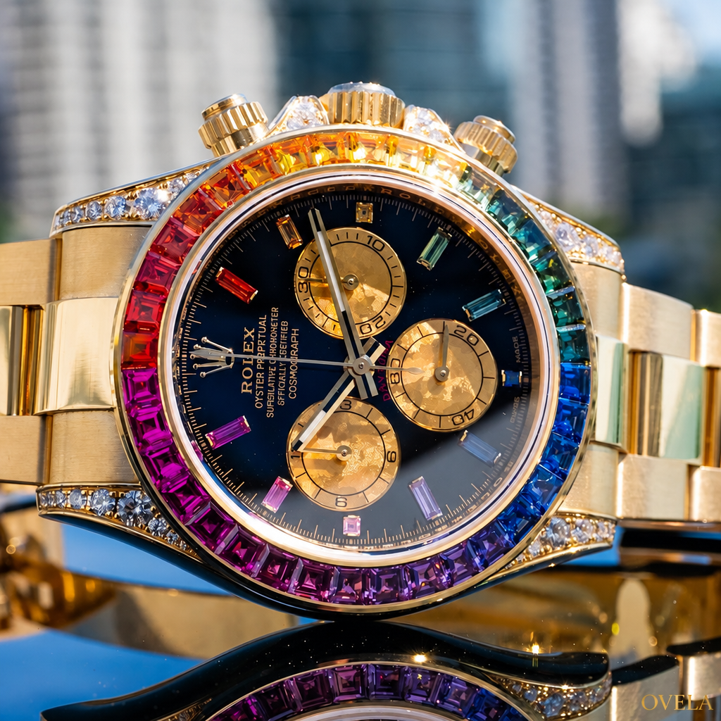 Rolex Daytona Cosmograph | Rainbow | Doré | Cadran Noir | Bracelet Oyster