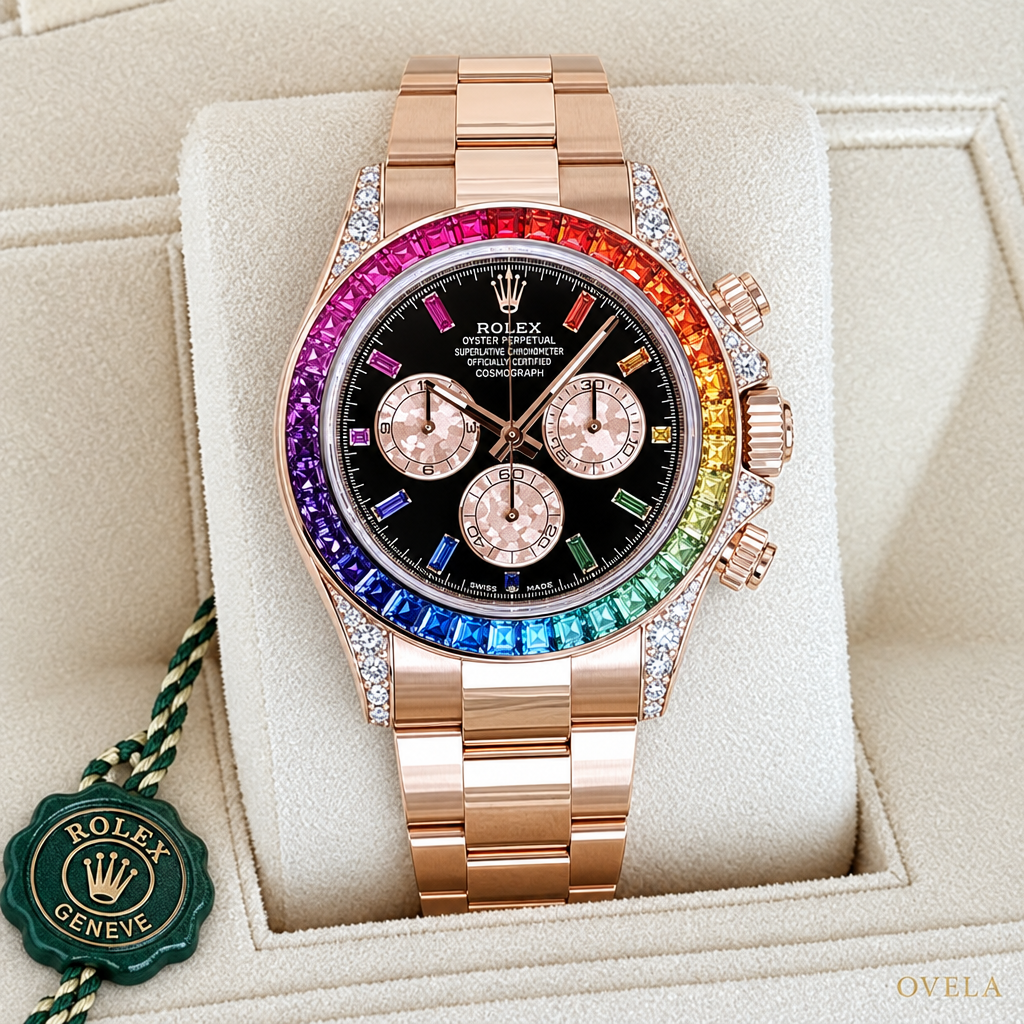 Rolex Daytona Cosmograph Rainbow –  Everose  Lunette  Multicolores, Cadran Noir