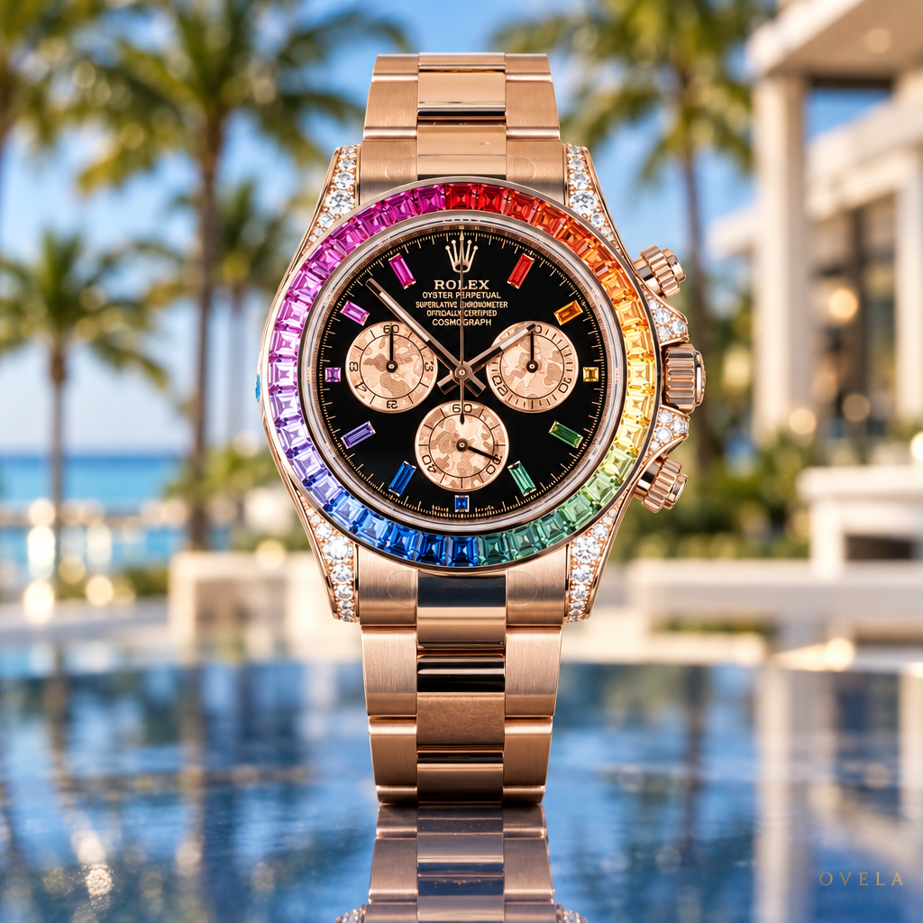 Rolex Daytona Cosmograph Rainbow –  Everose  Lunette  Multicolores, Cadran Noir