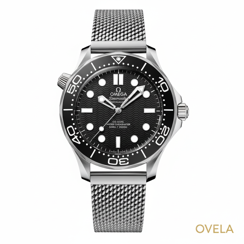 Omega Seamaster Diver 300M — Acier | Cadran Noir | Bracelet Mesh Milanais