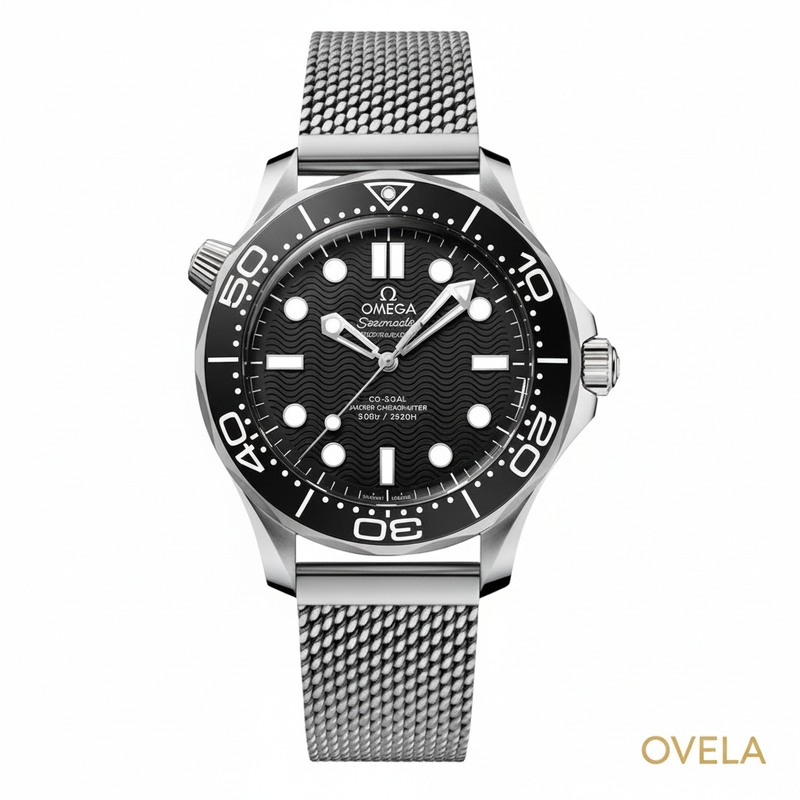 Omega Seamaster Diver 300M — Acier | Cadran Noir | Bracelet Mesh Milanais