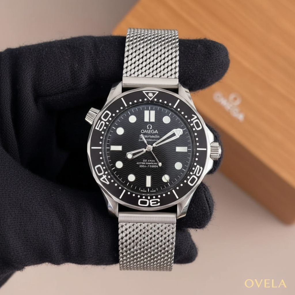 Omega Seamaster Diver 300M — Acier | Cadran Noir | Bracelet Mesh Milanais