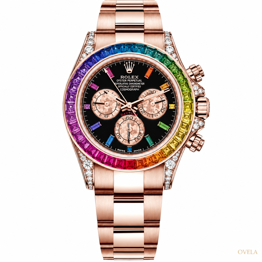 Rolex Daytona Cosmograph Rainbow –  Everose  Lunette  Multicolores, Cadran Noir