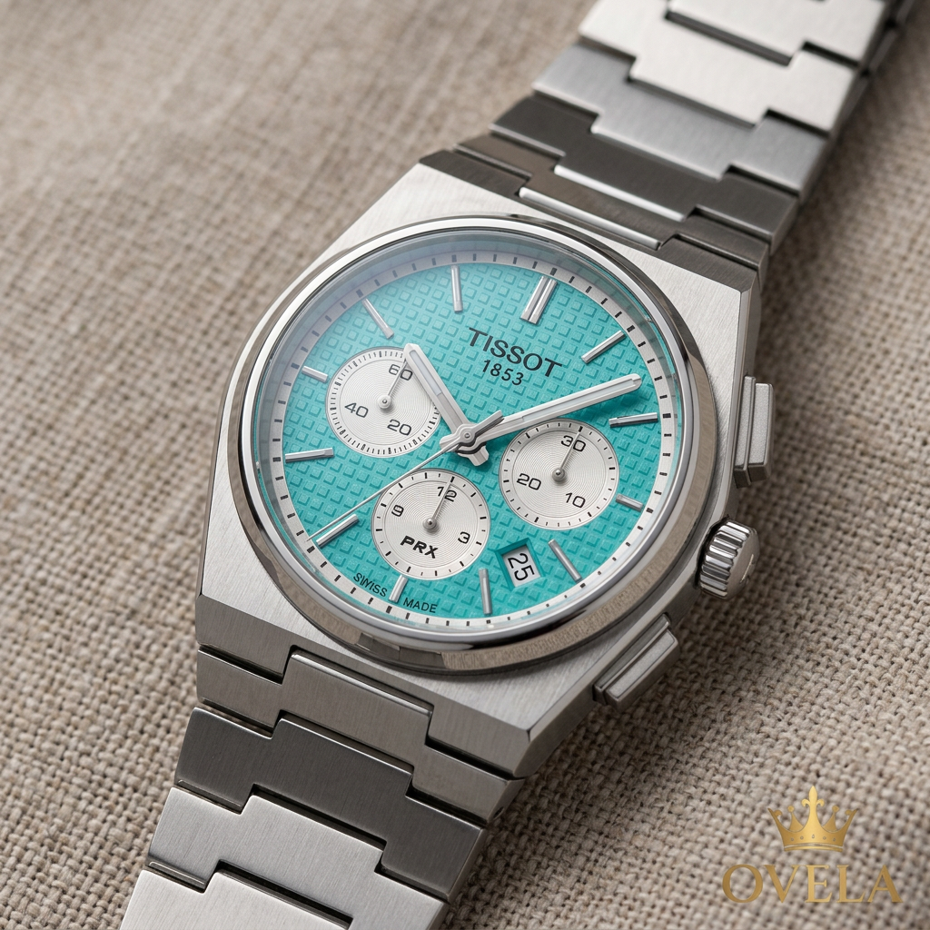 Gros plan du cadran turquoise