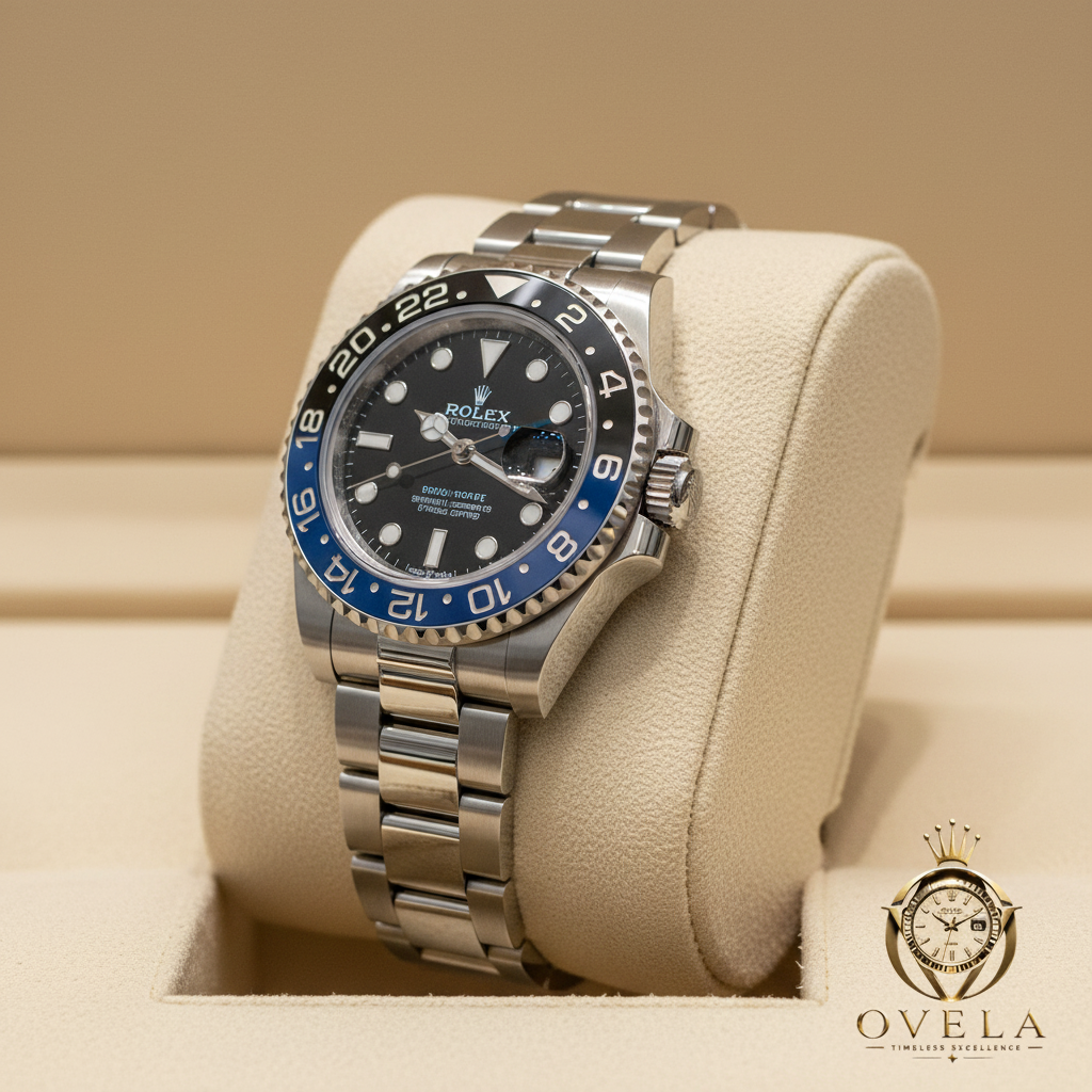 Rolex GMT Batman - Coussin crème 3/4 avec logo OVELA