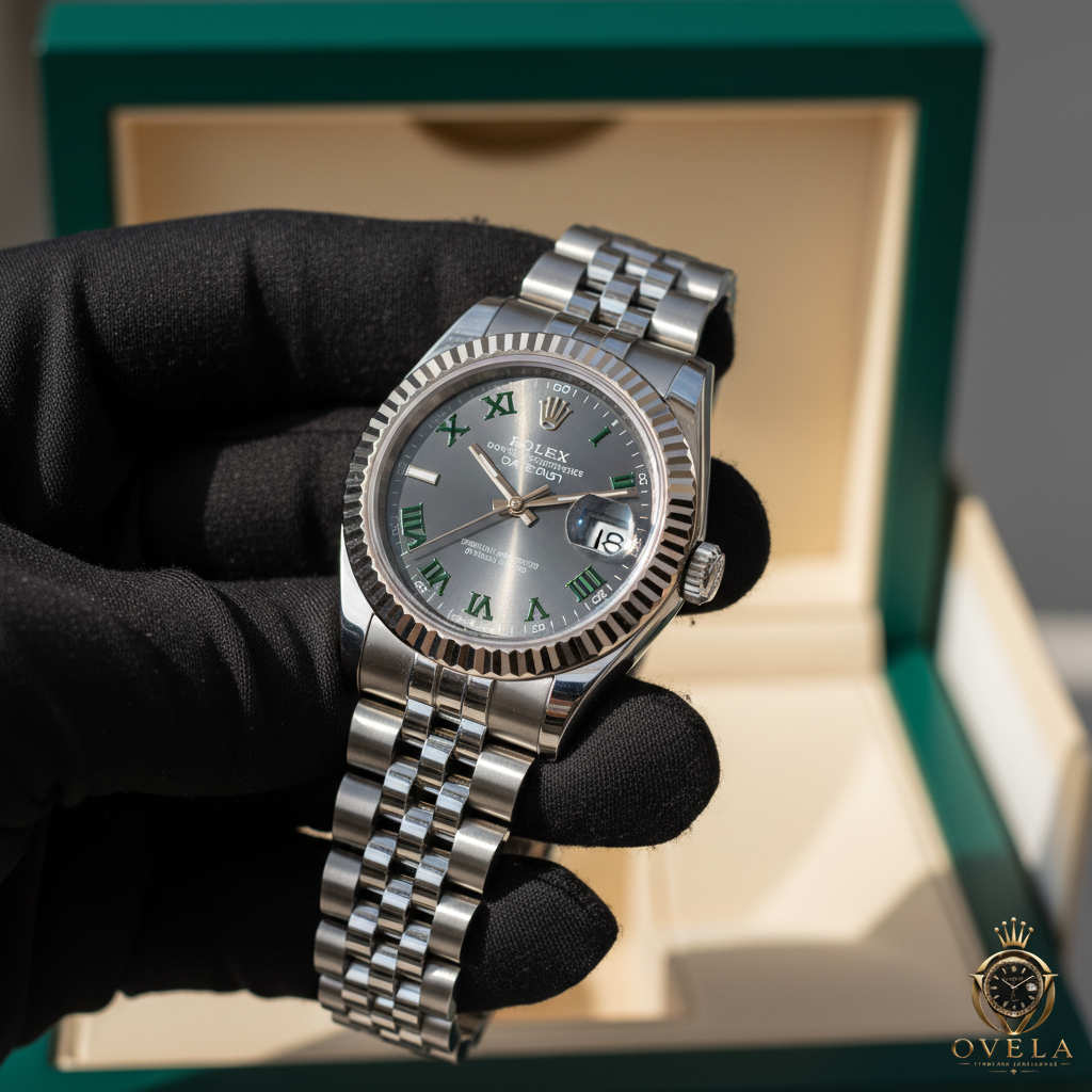 Rolex Datejust Wimbledon - Main gants avec logo OVELA