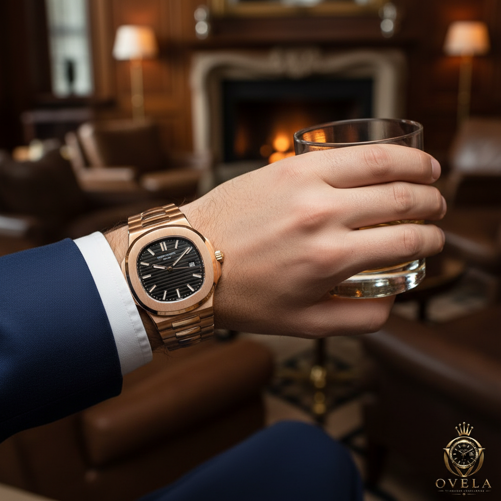 Patek Philippe Nautilus Or Rose - Vue au poignet lifestyle