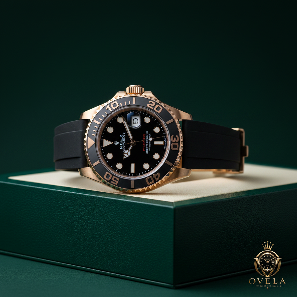 Rolex Yacht-Master Or Rose - Boîte verte fermoir avec logo OVELA