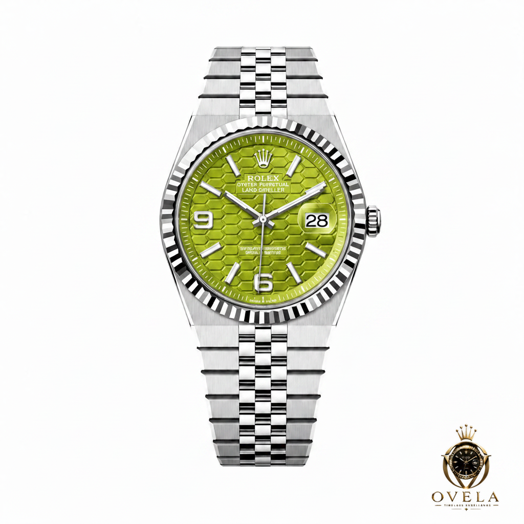 Rolex Land-Dweller Vert - Fond blanc avec logo OVELA