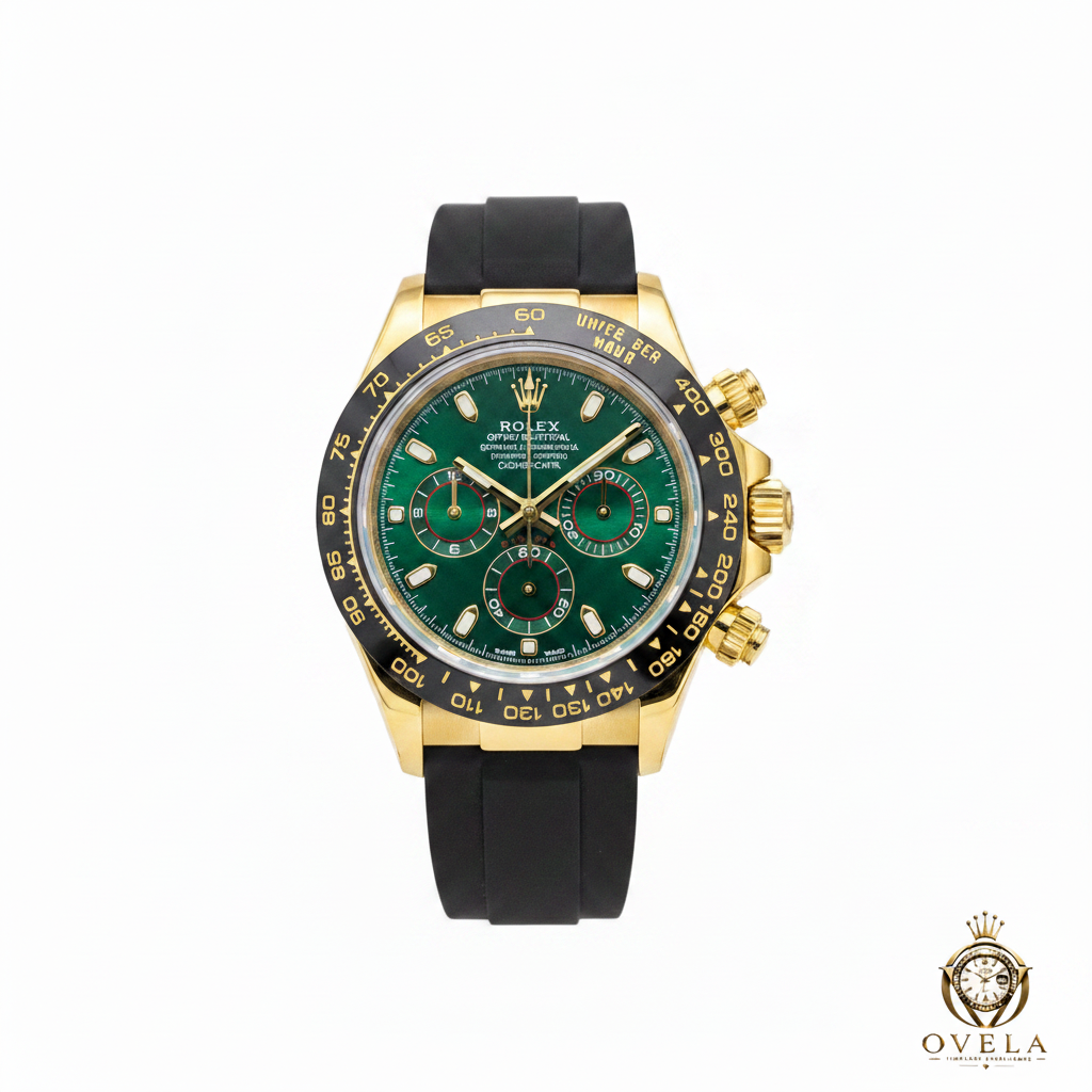 Rolex Daytona Vert - Fond blanc avec logo OVELA