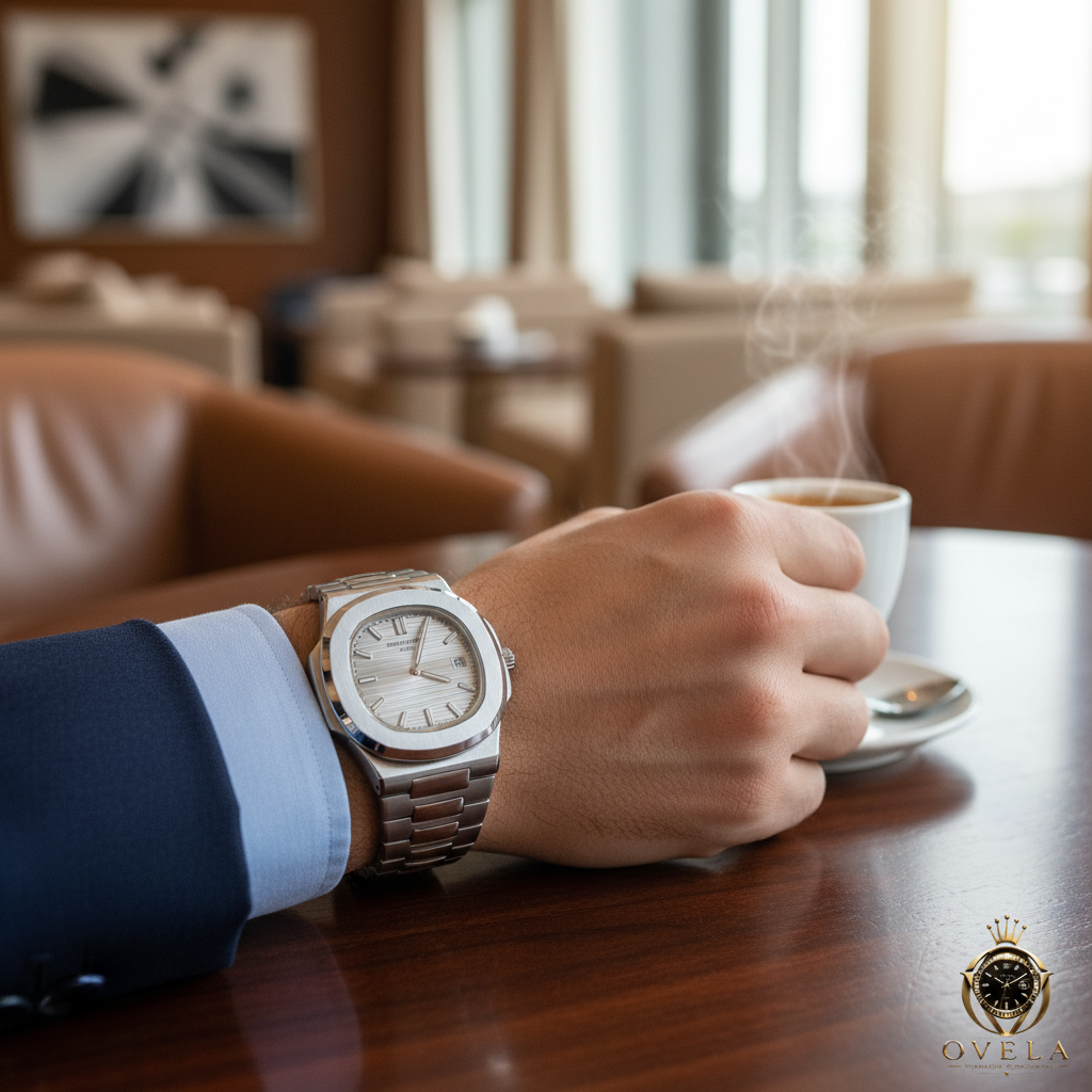 Patek Philippe Nautilus Acier - Vue au poignet lifestyle