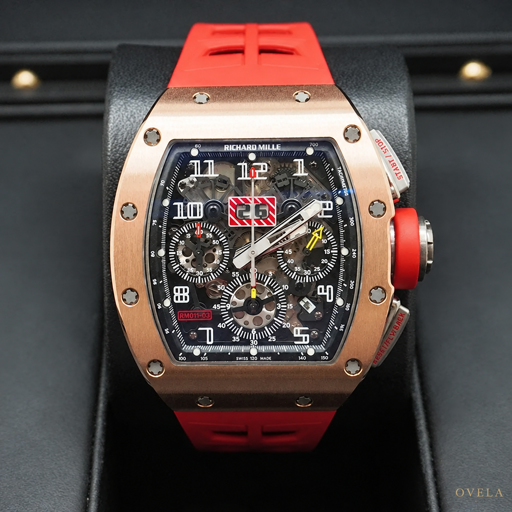 Richard Mille RM11-03 Or Rose stand noir boutique