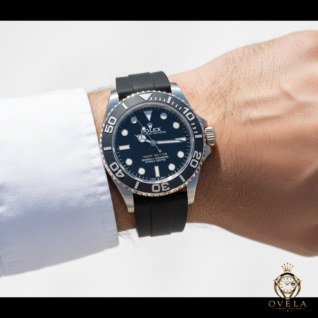 Rolex Yacht-Master Or Blanc - Chemise blanche avec logo OVELA