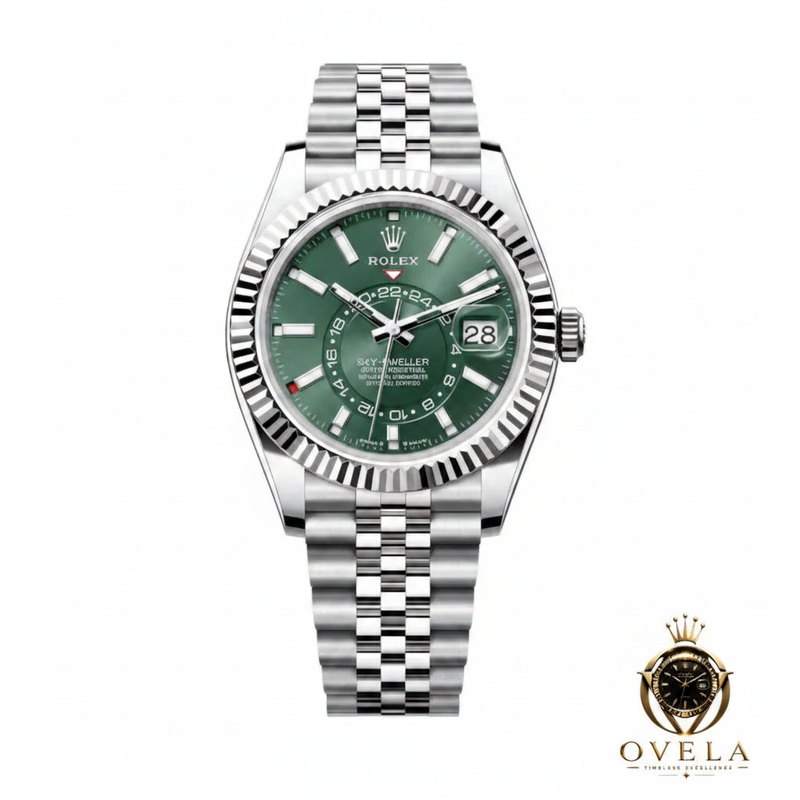Sky-Dweller Green Jubilee - Fond blanc avec logo OVELA