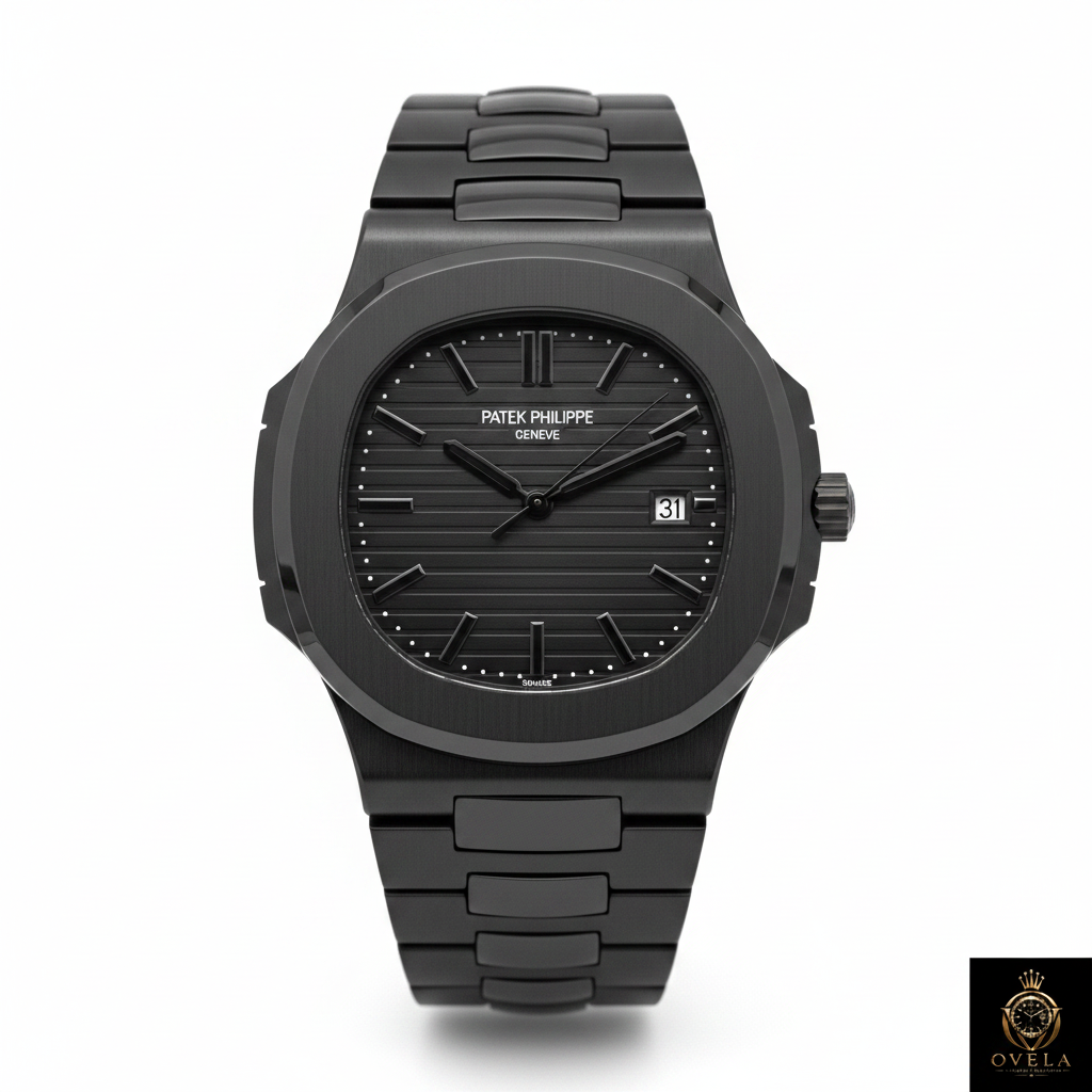 Patek Philippe Nautilus Full Noir - Gros plan cadran noir