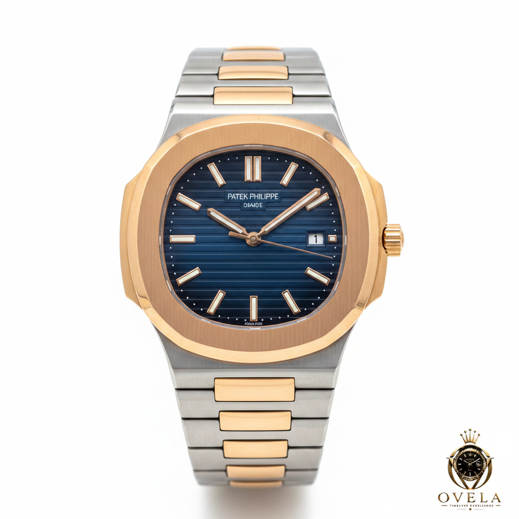 Patek Philippe Nautilus Bicolore - Gros plan cadran bleu