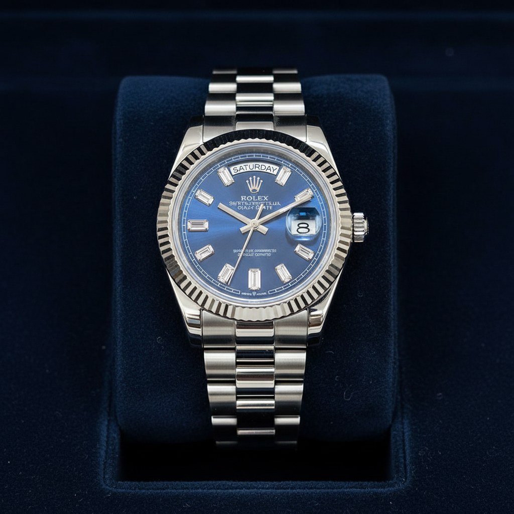 Rolex Day-Date bleu velours marine