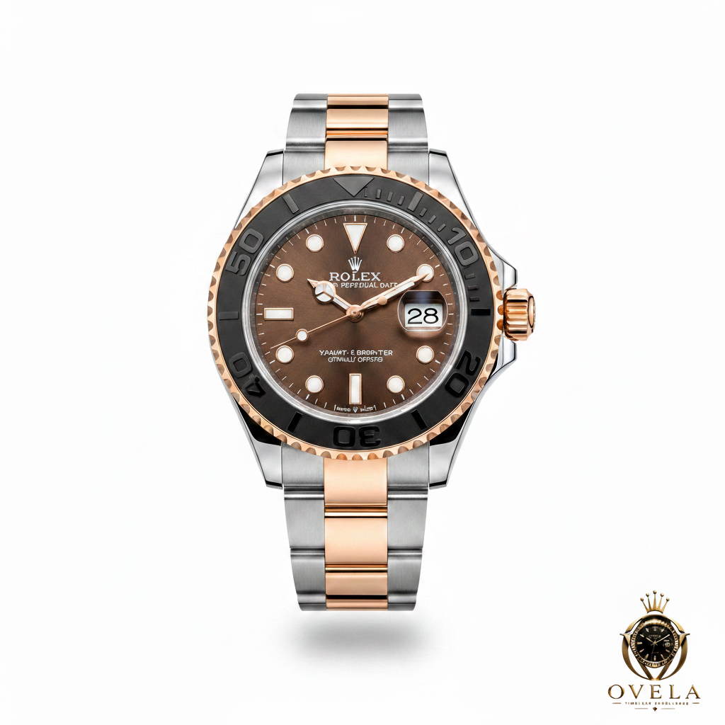 Rolex Yacht-Master Chocolat - Fond blanc avec logo OVELA