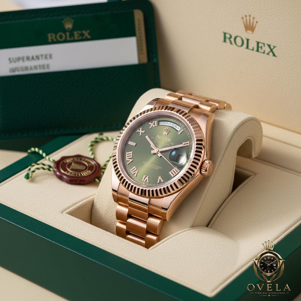 Rolex Day-Date Vert Olive - Boîte documents avec logo OVELA