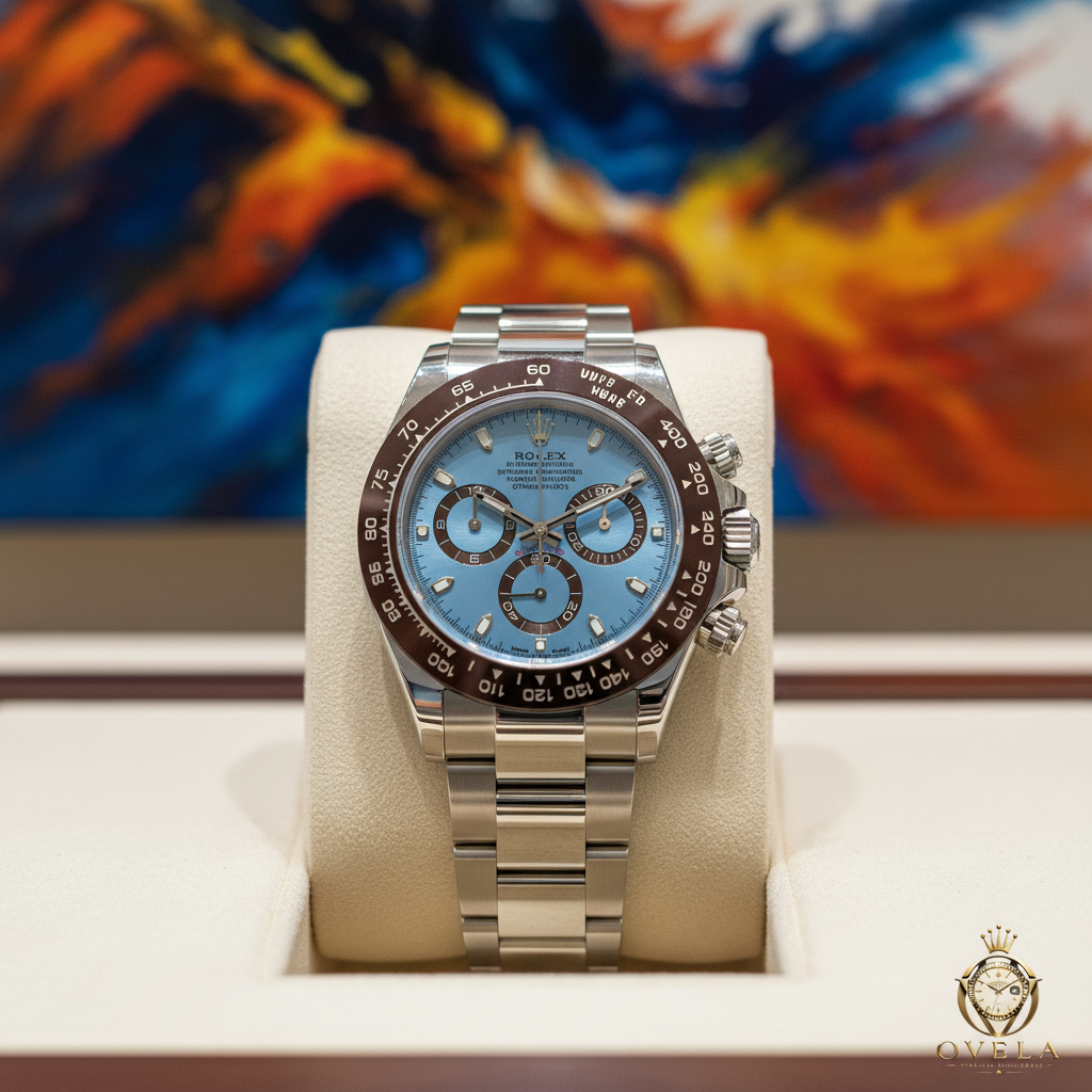 Rolex Daytona Platine - Boutique velours avec logo OVELA