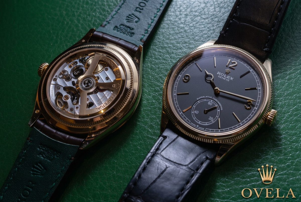 Montre inspirée 1908 – Cadran noir, boîtier doré et bracelet noir
